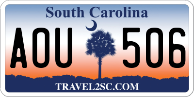 SC license plate AOU506