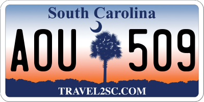 SC license plate AOU509