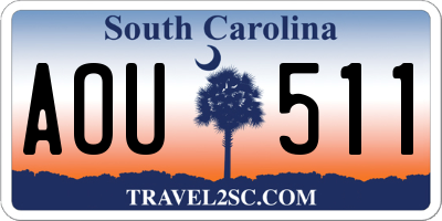 SC license plate AOU511
