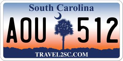 SC license plate AOU512