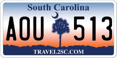 SC license plate AOU513