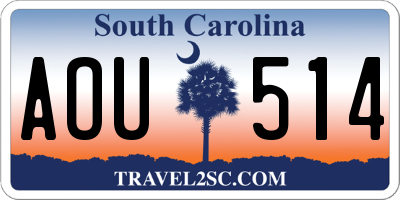 SC license plate AOU514