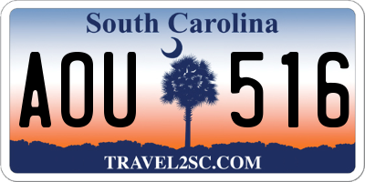 SC license plate AOU516