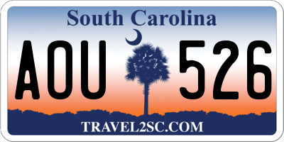 SC license plate AOU526