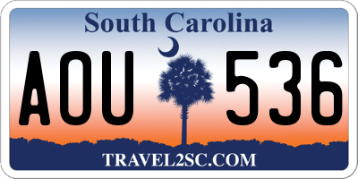 SC license plate AOU536