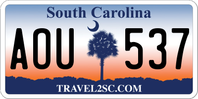 SC license plate AOU537