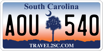 SC license plate AOU540