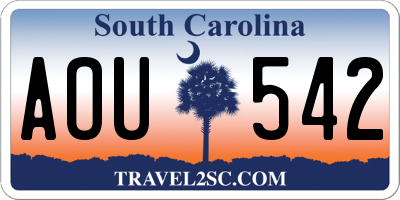 SC license plate AOU542