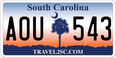 SC license plate AOU543