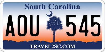 SC license plate AOU545