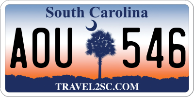 SC license plate AOU546