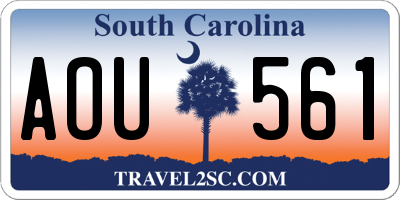 SC license plate AOU561