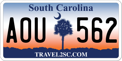 SC license plate AOU562