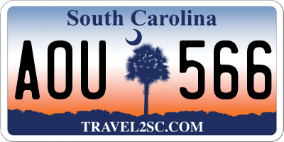 SC license plate AOU566