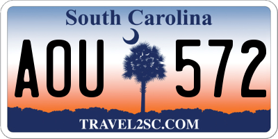 SC license plate AOU572