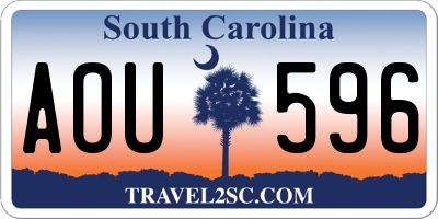 SC license plate AOU596