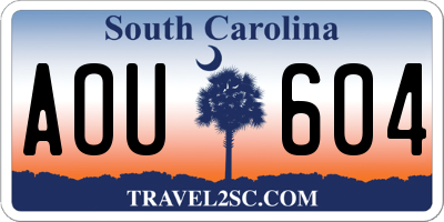 SC license plate AOU604