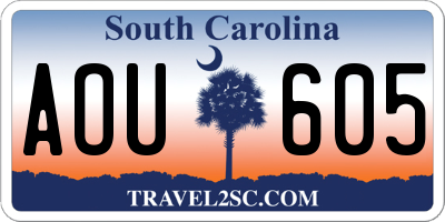 SC license plate AOU605