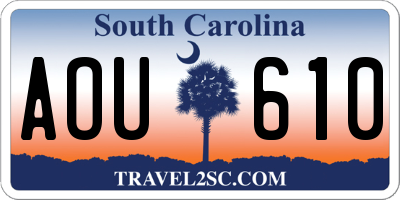 SC license plate AOU610