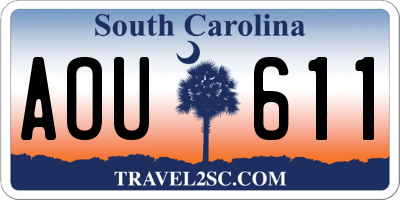 SC license plate AOU611
