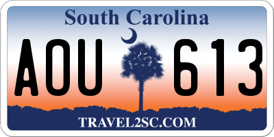 SC license plate AOU613