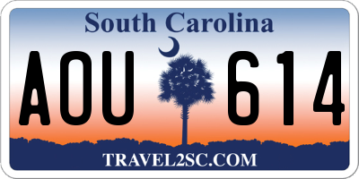 SC license plate AOU614