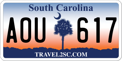 SC license plate AOU617