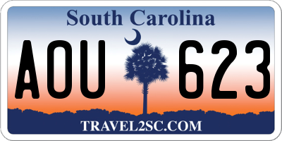 SC license plate AOU623