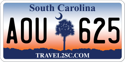 SC license plate AOU625