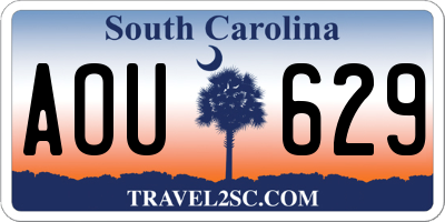 SC license plate AOU629