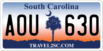 SC license plate AOU630