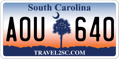 SC license plate AOU640