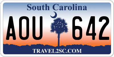 SC license plate AOU642
