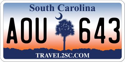 SC license plate AOU643