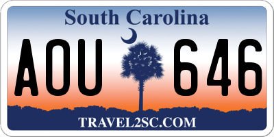 SC license plate AOU646