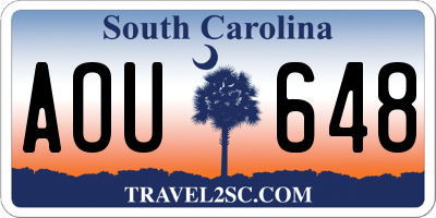 SC license plate AOU648