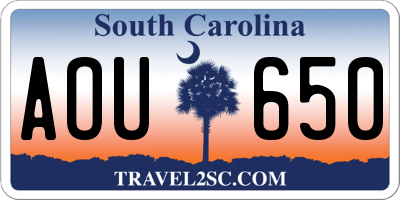 SC license plate AOU650