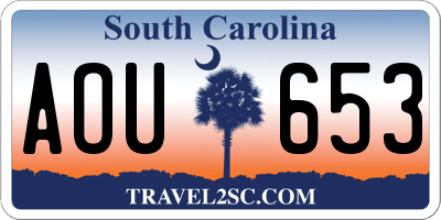 SC license plate AOU653