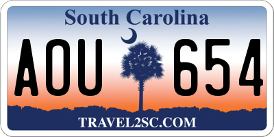 SC license plate AOU654