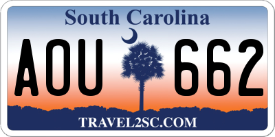 SC license plate AOU662