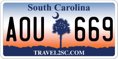 SC license plate AOU669