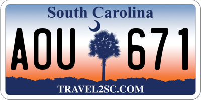 SC license plate AOU671