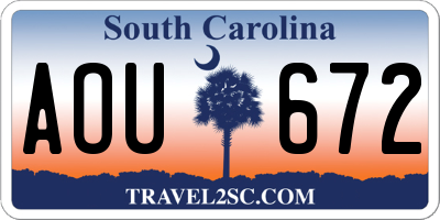 SC license plate AOU672