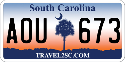 SC license plate AOU673