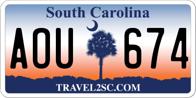 SC license plate AOU674