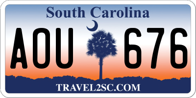 SC license plate AOU676