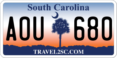 SC license plate AOU680