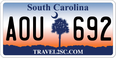SC license plate AOU692