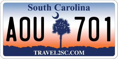 SC license plate AOU701