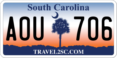 SC license plate AOU706